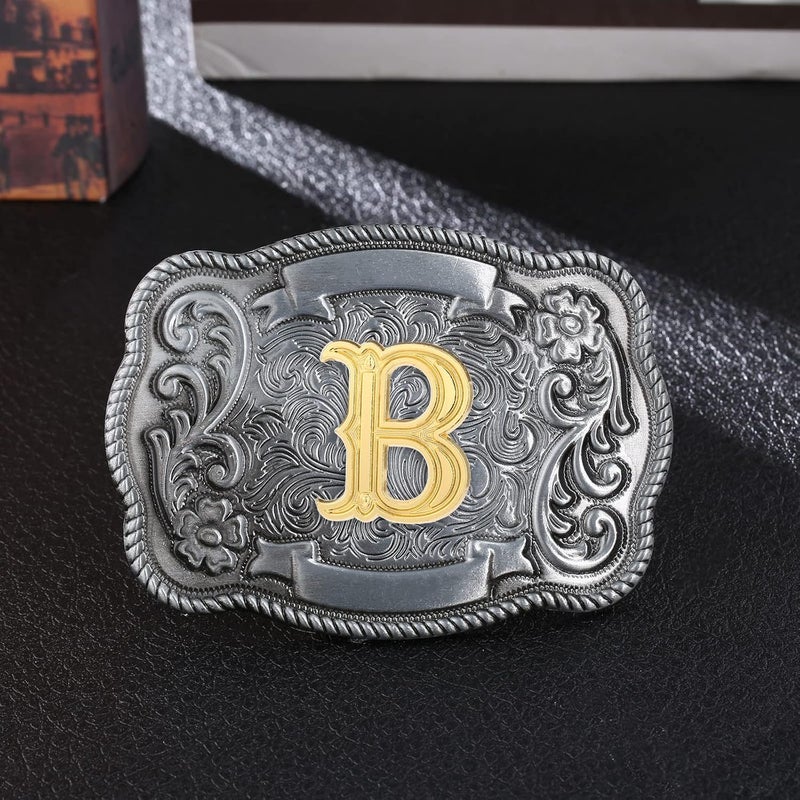 QQA Western Cowboy/Cowgirl Initial Belt Buckle Letter ABC to Z Upgrade Design for Men and Women - Image 3